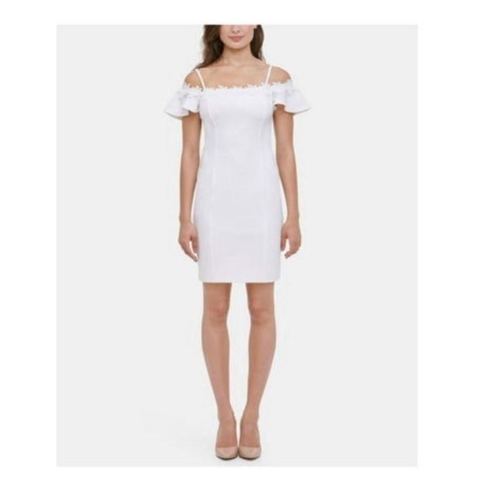 NWT KENSIE Womens White Sleeveless Short Body Con Cocktail Homecoming Dress Sz 2